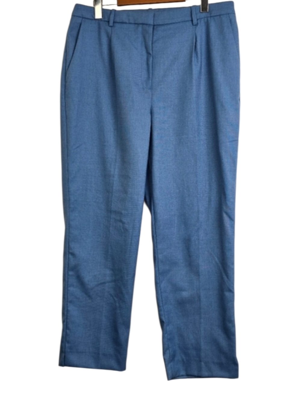 H&M Women’s Slate Blue Trousers Size 12 High Waist Straight Leg Dress Pants